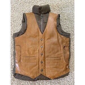 Vintage Georgetown Leather Design Leather and Down Puffer Vest Men's Sz Small